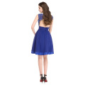 Grace Karin Ladies Sans manches Backless Longueur au genou Chiffon Blue Cheap Homecoming Robes Under 50 CL6132